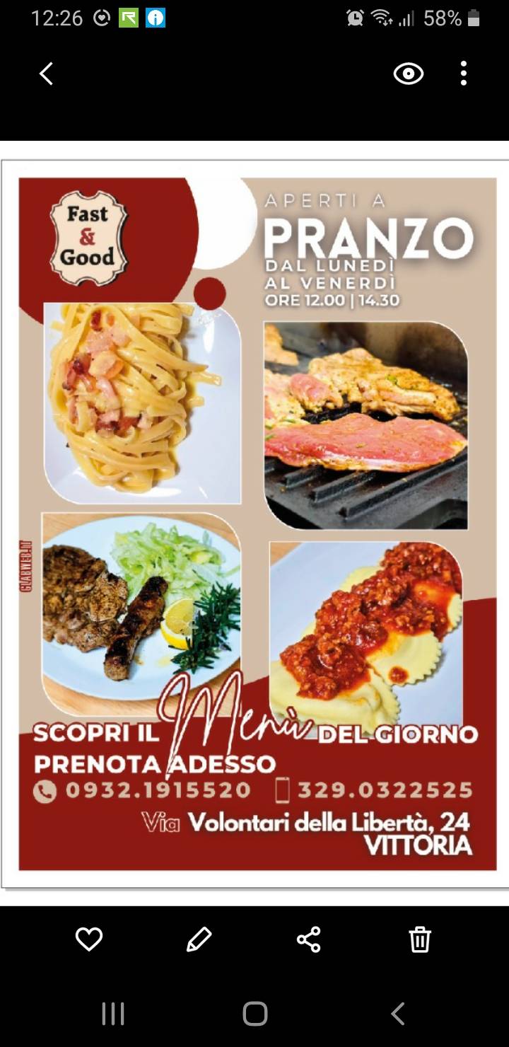 Menu di Pizzeria Fast & Good 