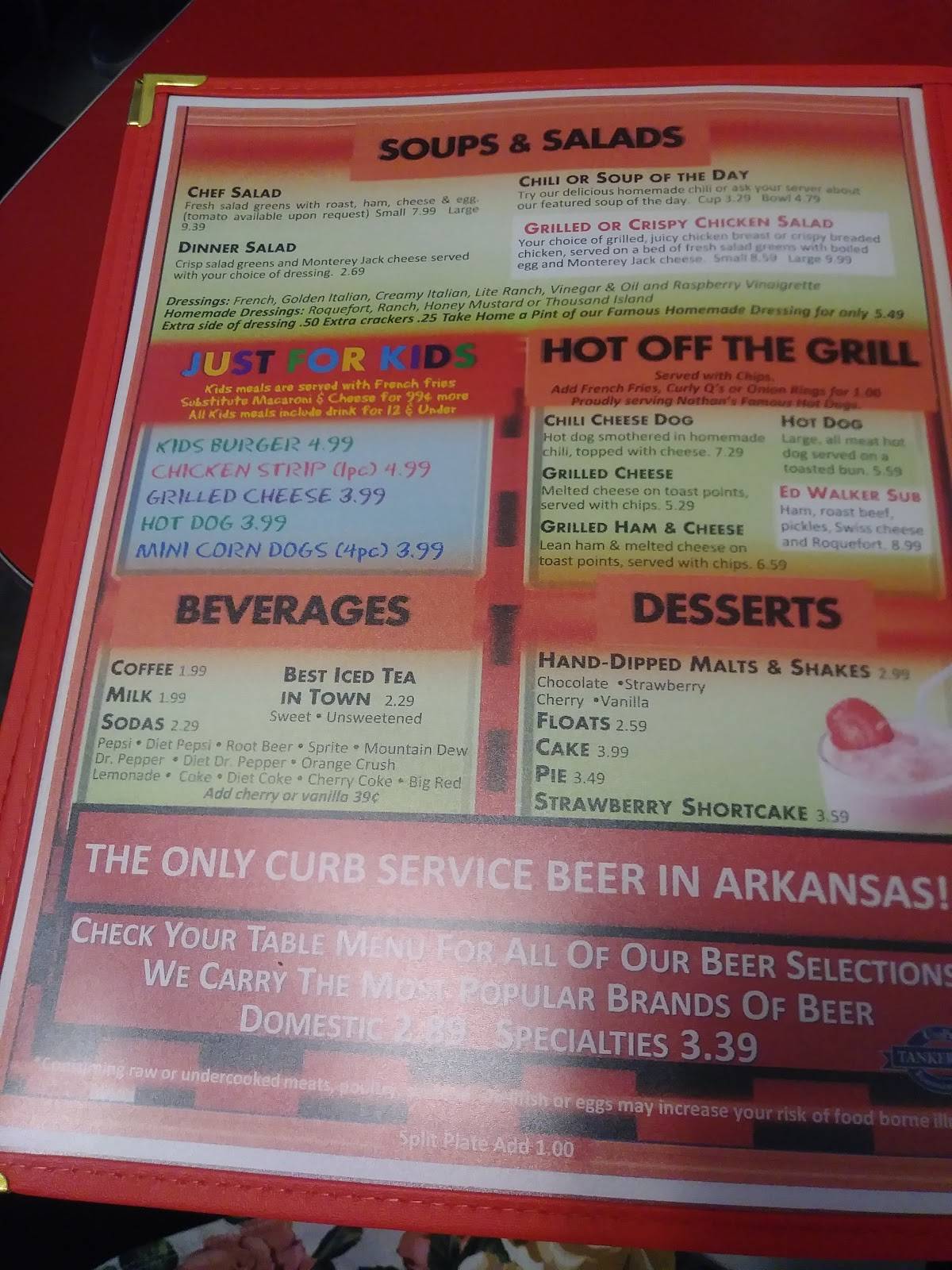 Menu at Ed Walker's DriveIn & Restaurant, Fort Smith