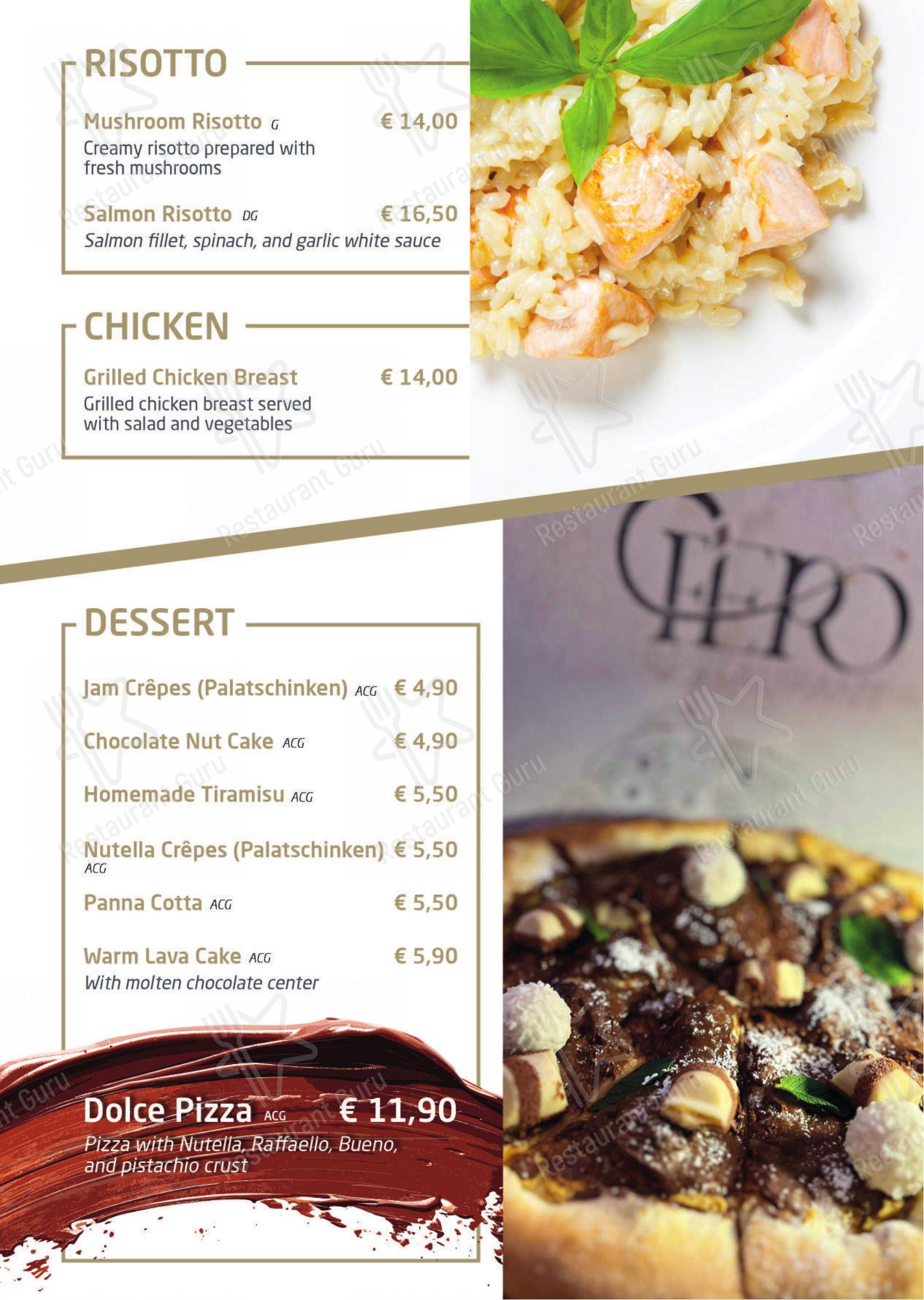 Menu pour Fiero Restaurant - Menu bar