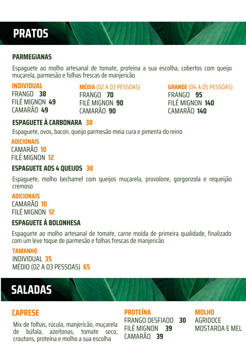 Filipéia Trattoria cardápio