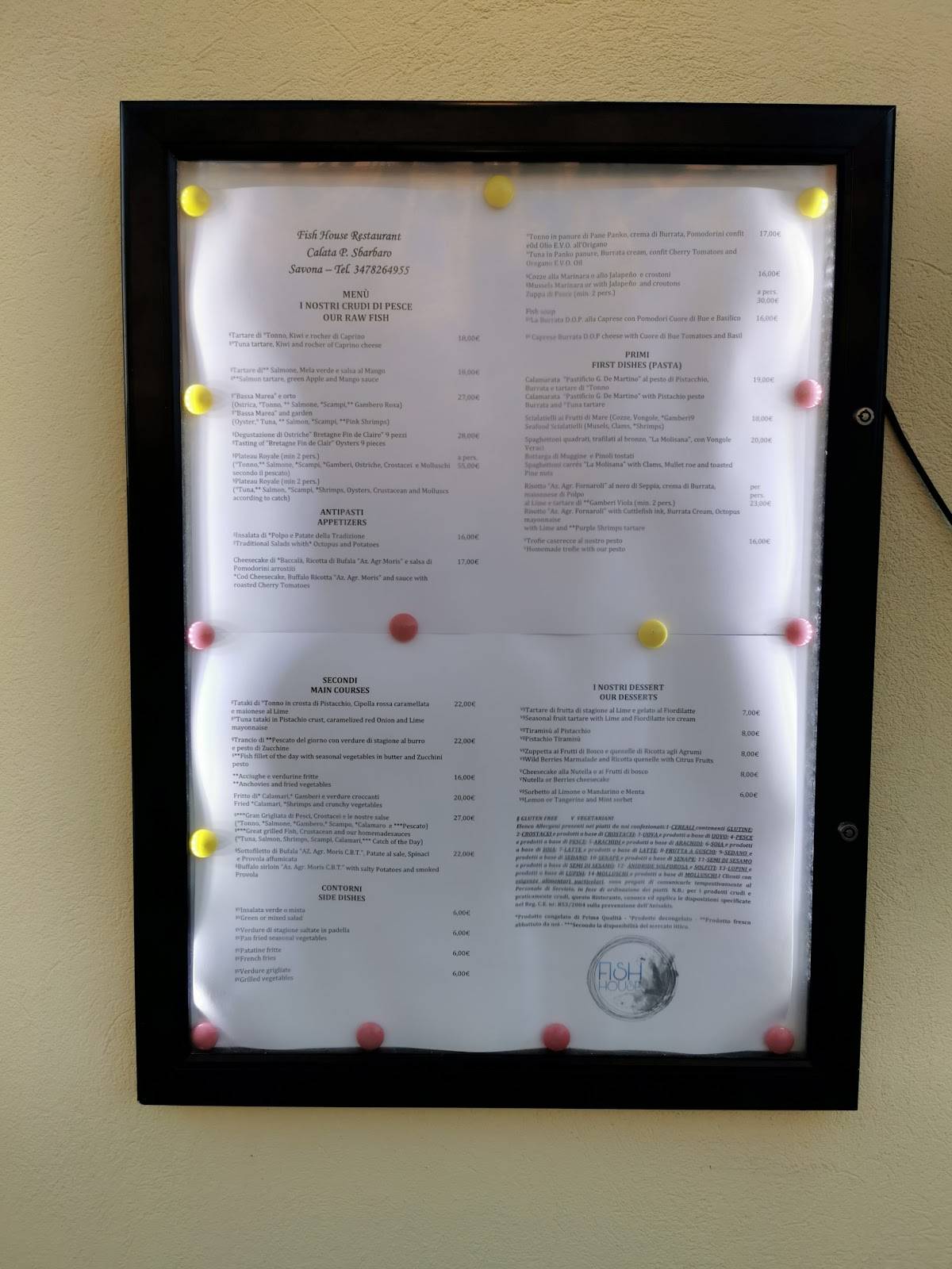 Menu di Fish House Restaurant 