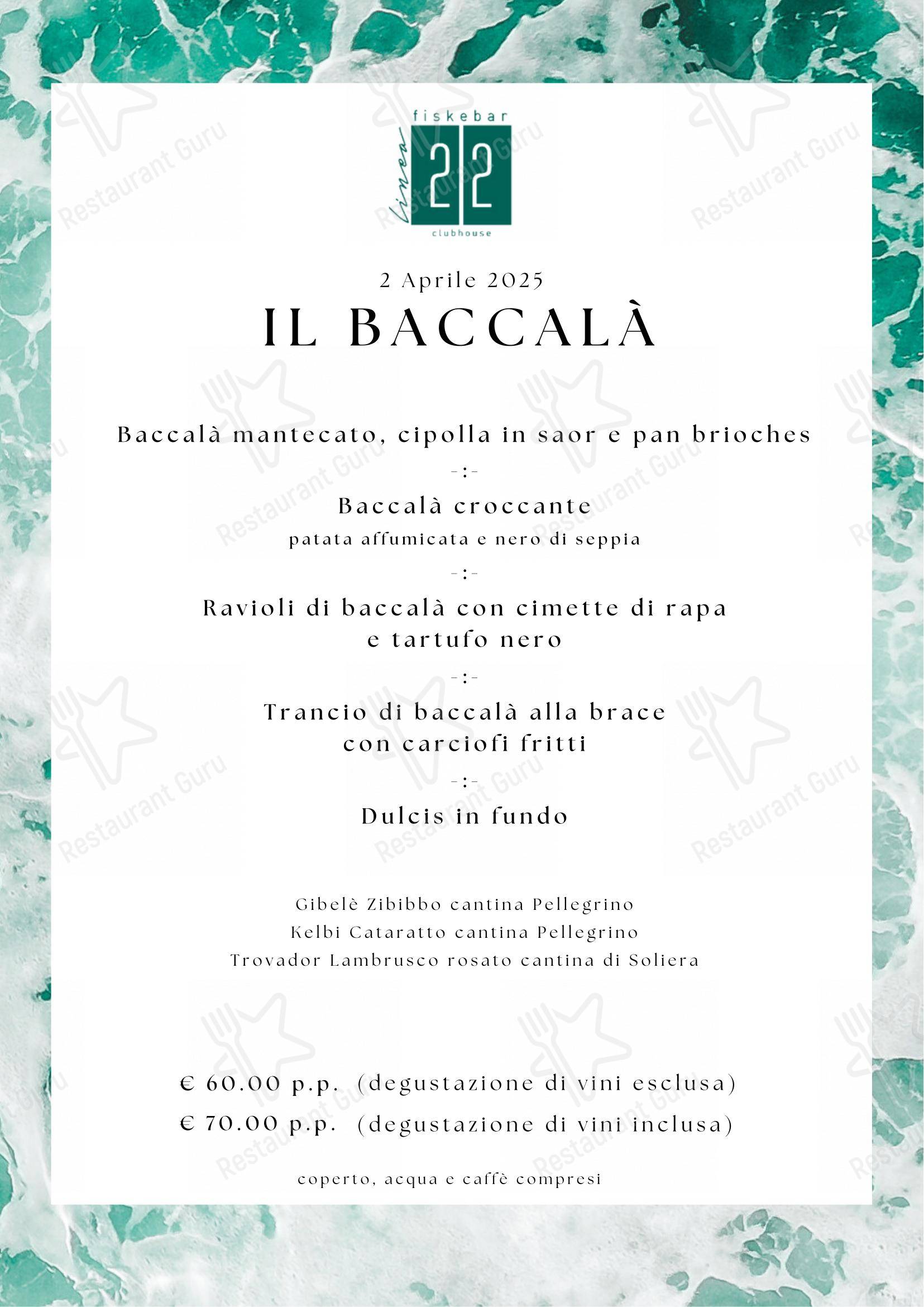 Fiskebar - Linea 22 in Imola - Menu