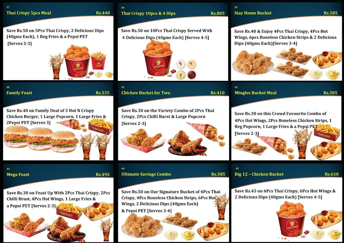 Five Star Chicken menu