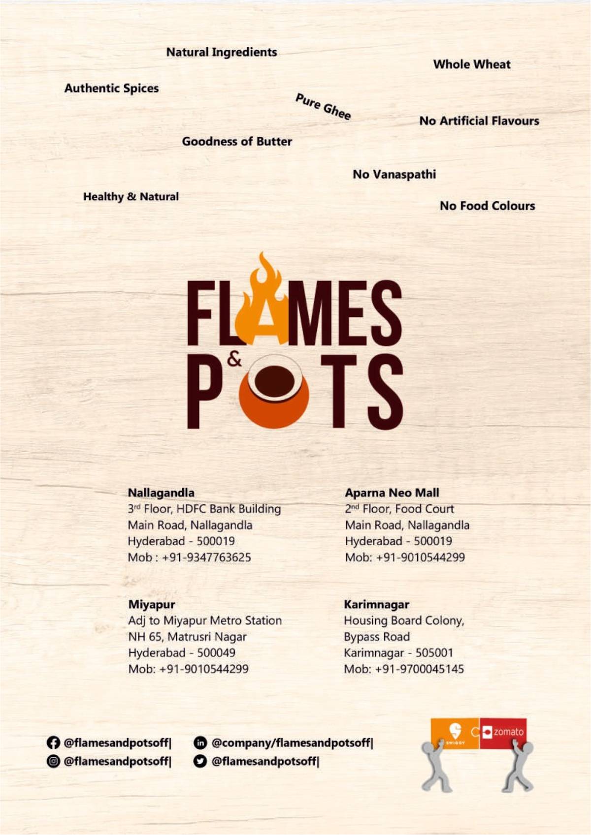 Flames and Pots menu