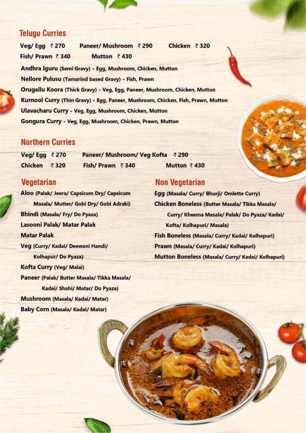 Flames and Pots menu