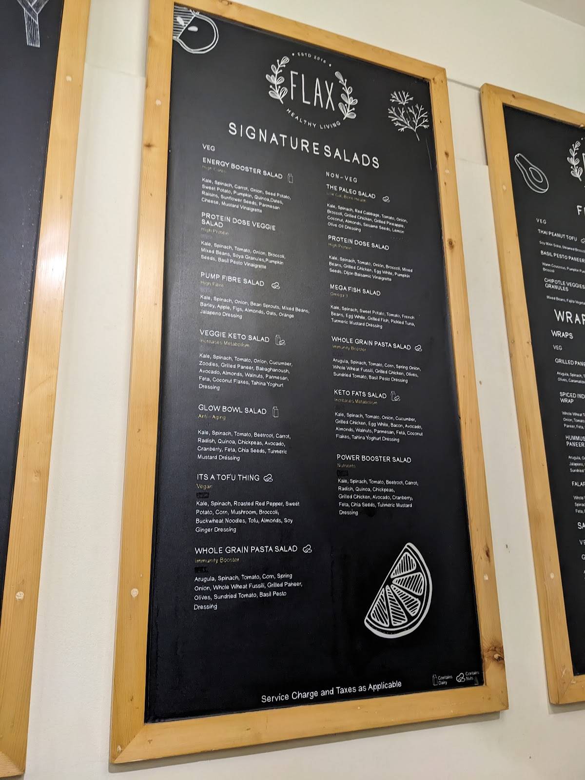 Flax Cafe menu