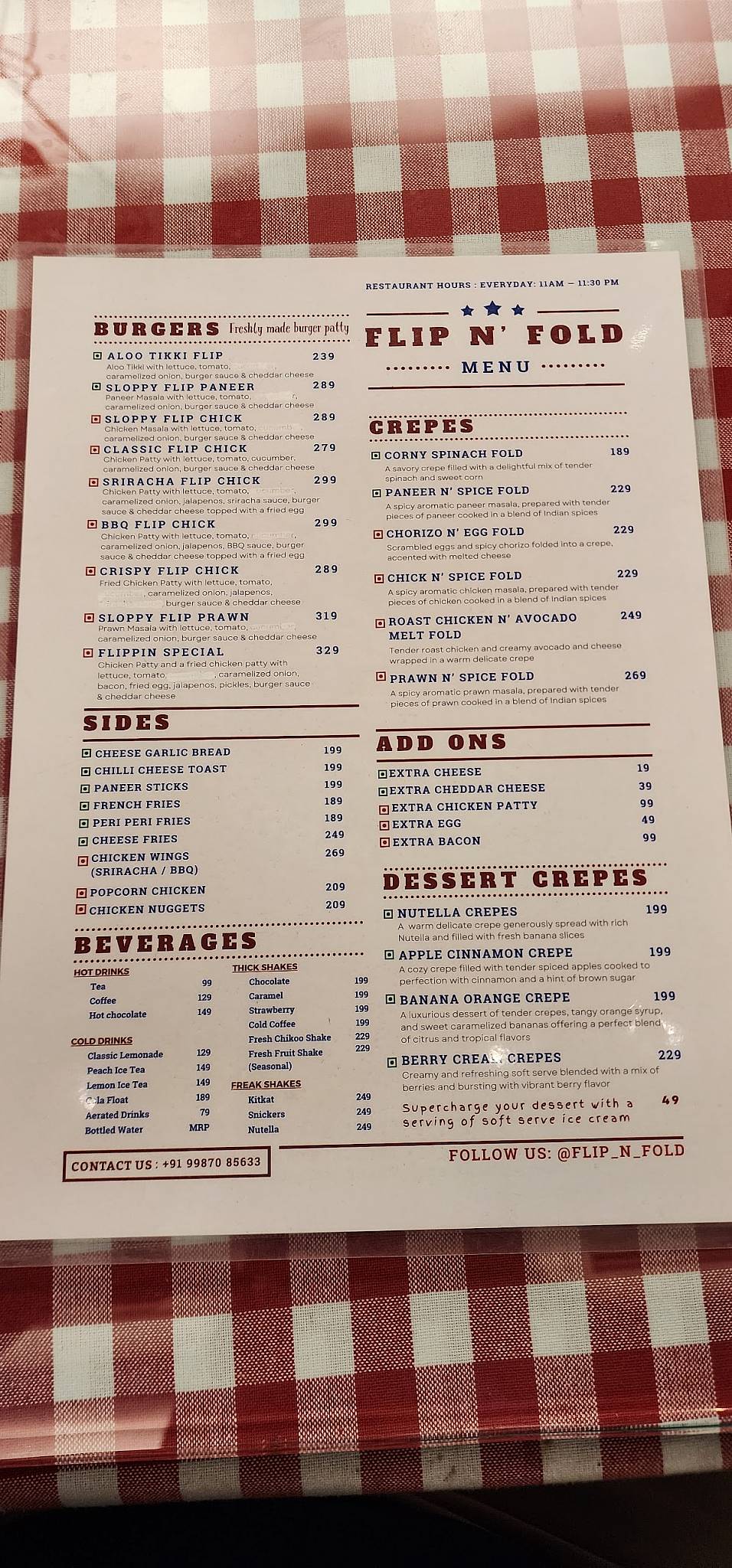 Flip N' Fold Best Burgers in Thane menu
