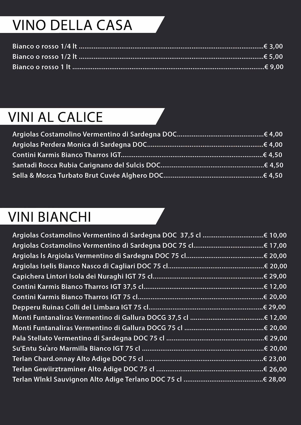 Menu di Flying Fish Cagliari 