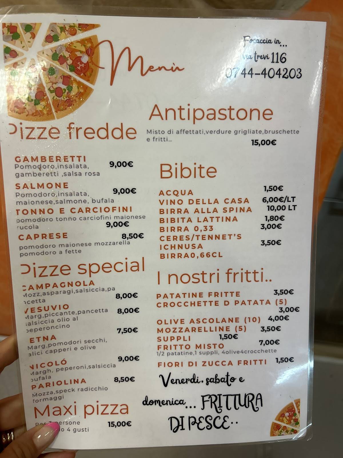 Menu di Focaccia In 