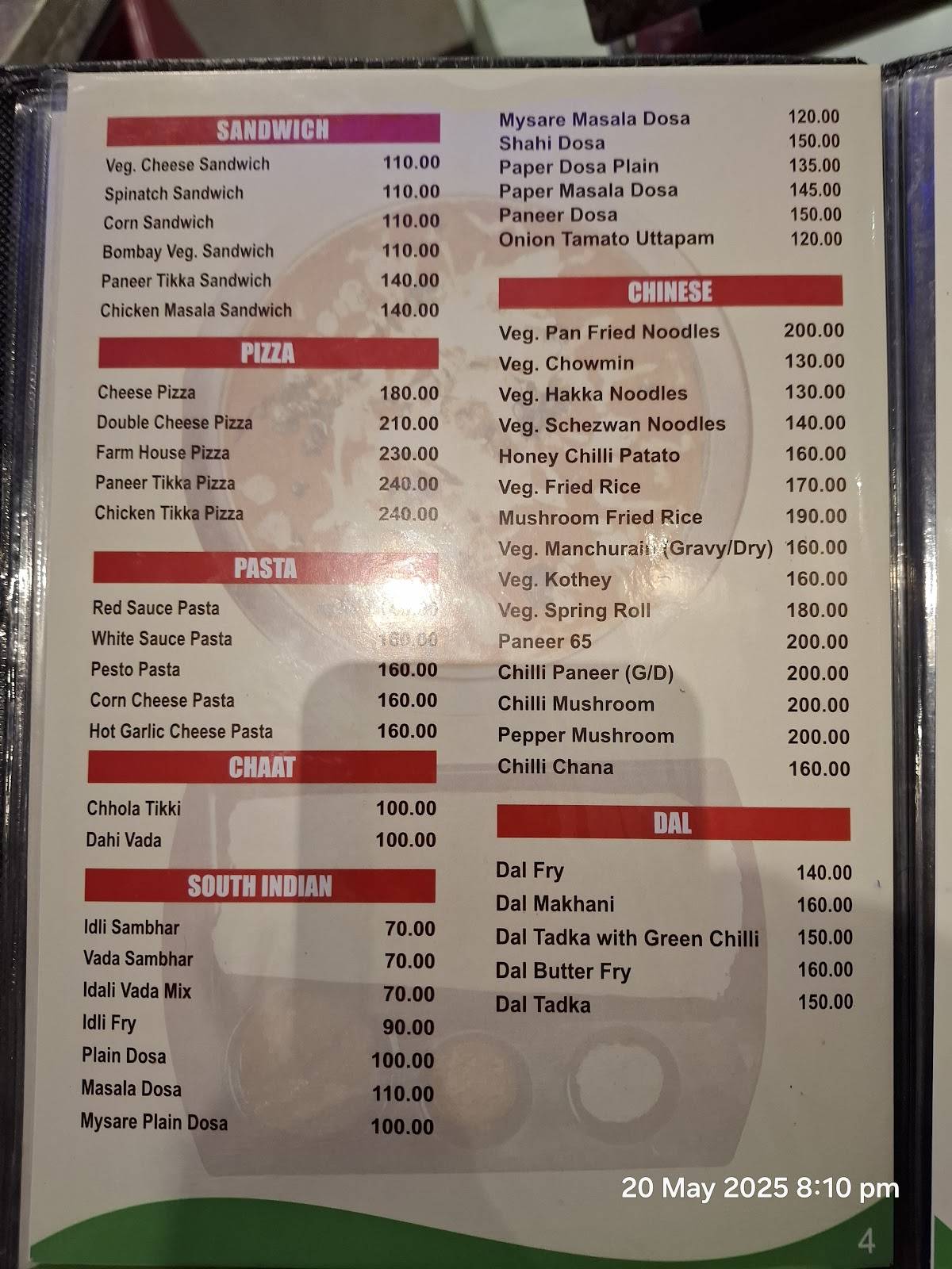 Food Craft menu