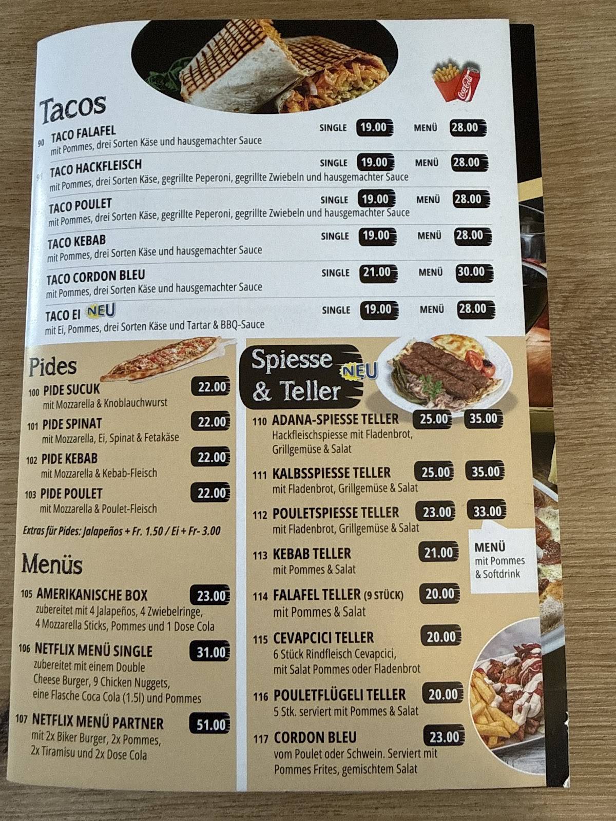 Menu di Food Factory Aarberg 