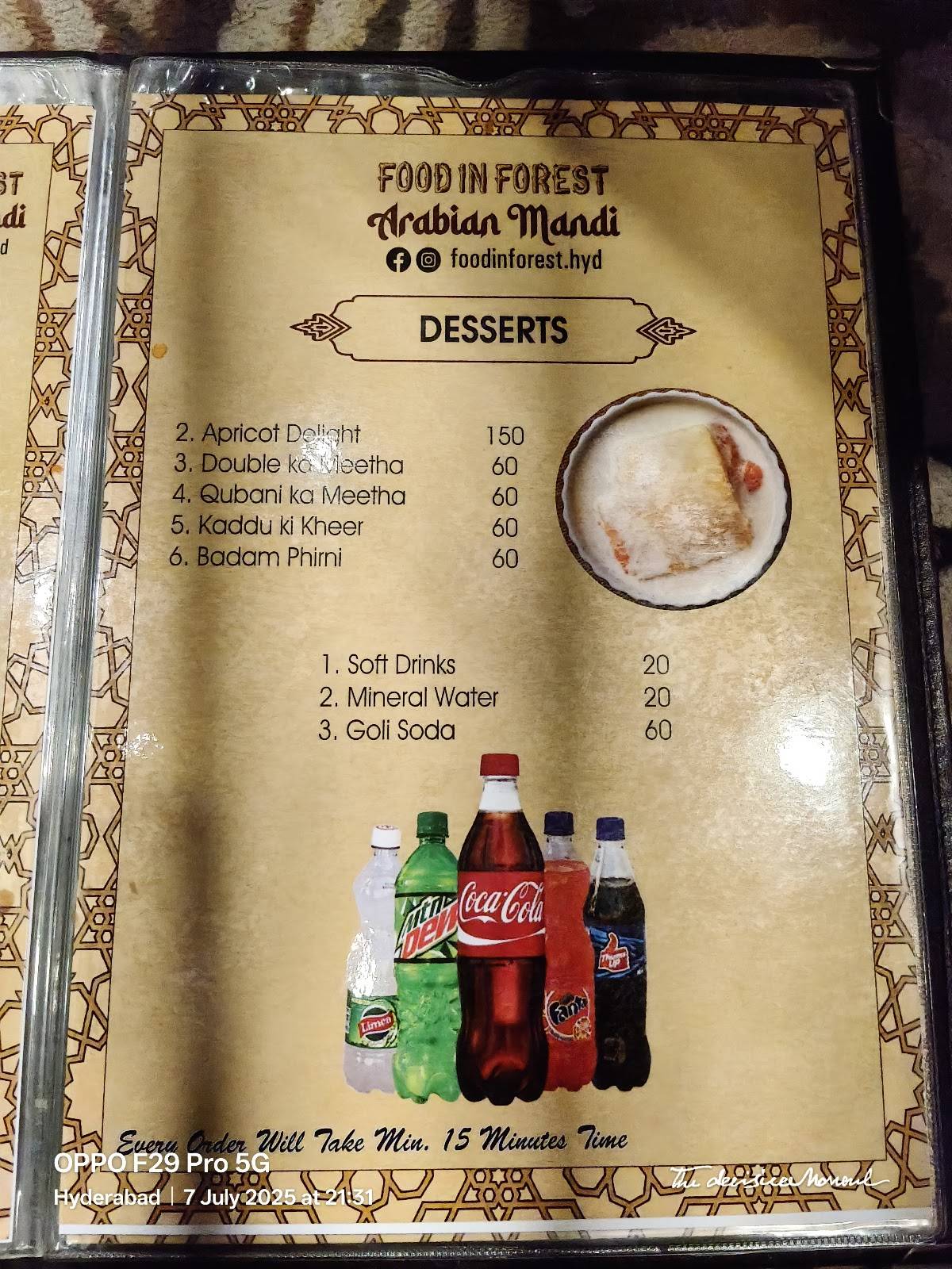 Food In Forest menu