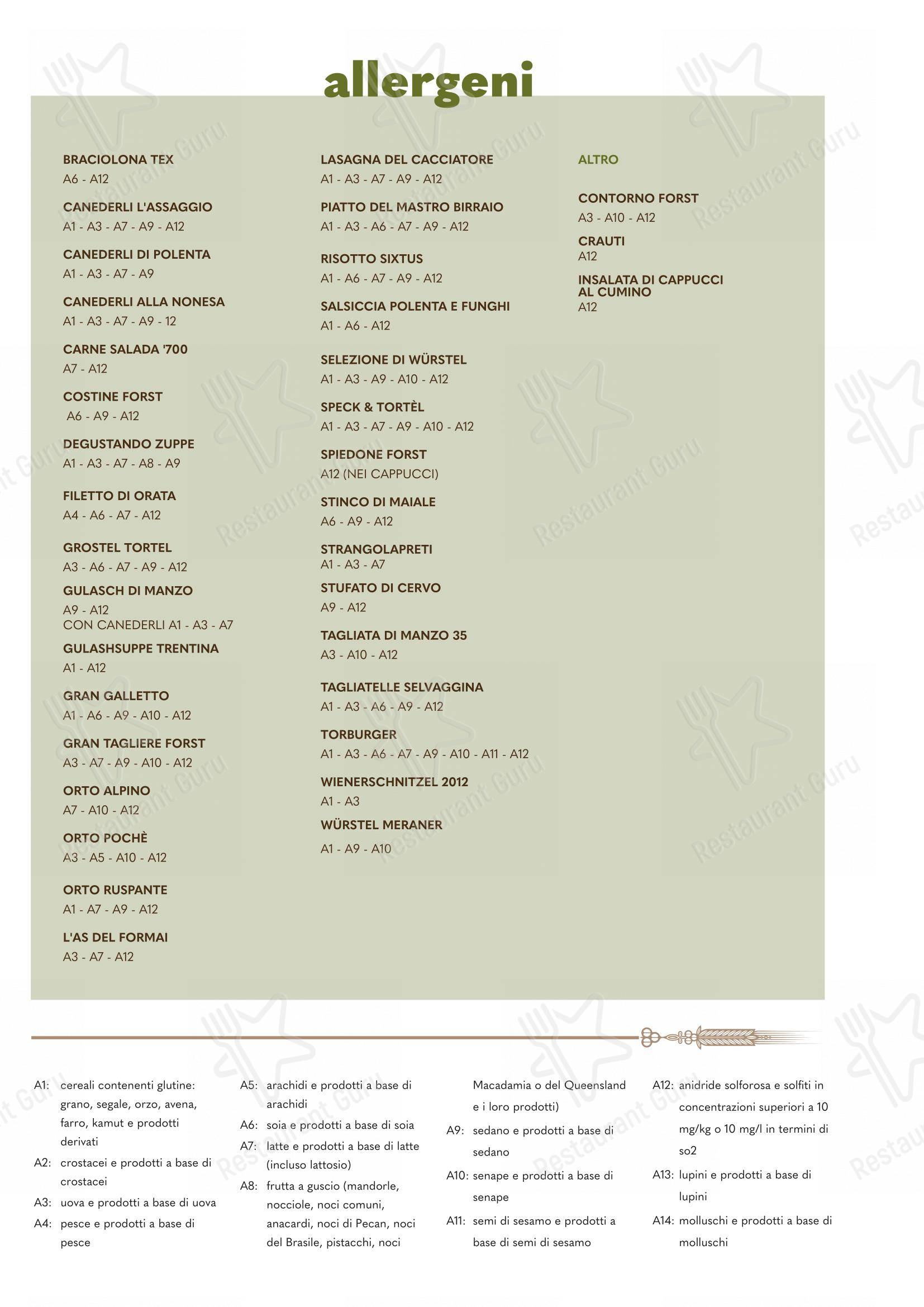 Menu per Forsterbräu Trento pub & bar