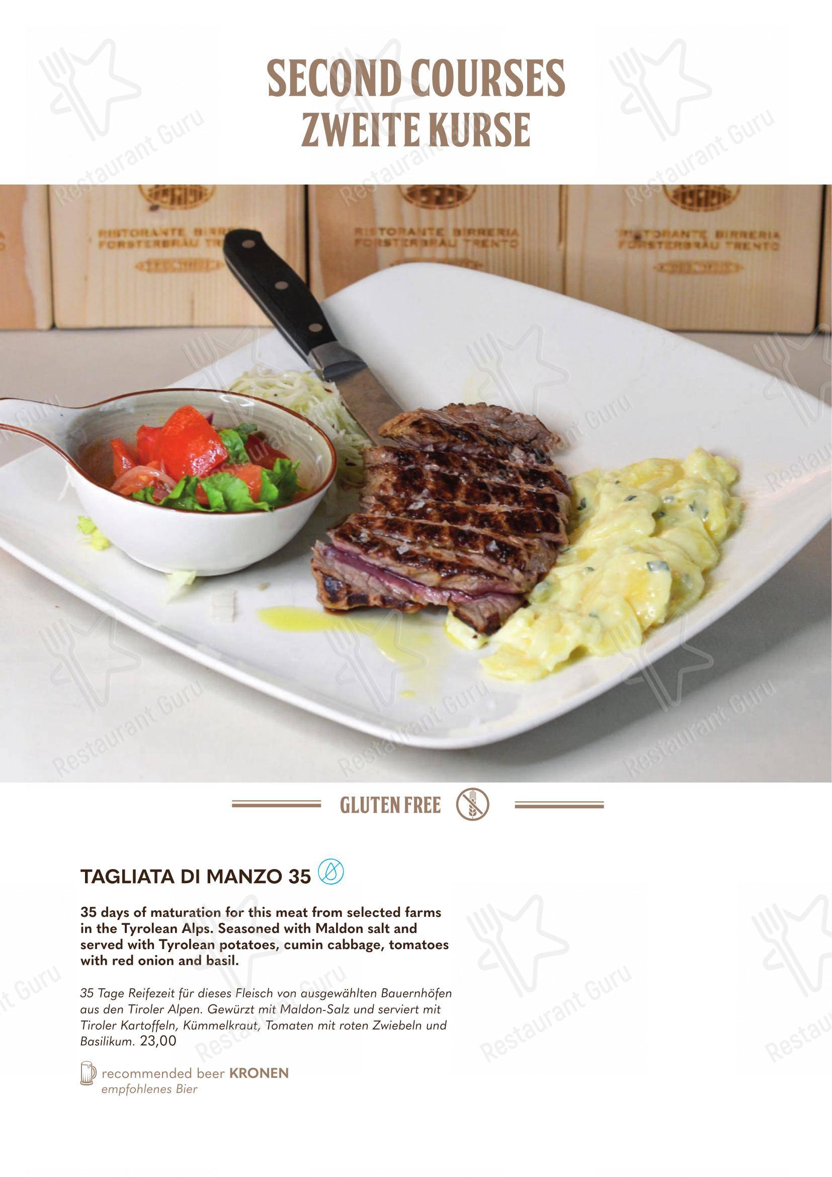 Основное меню per Forsterbräu Trento pub & bar