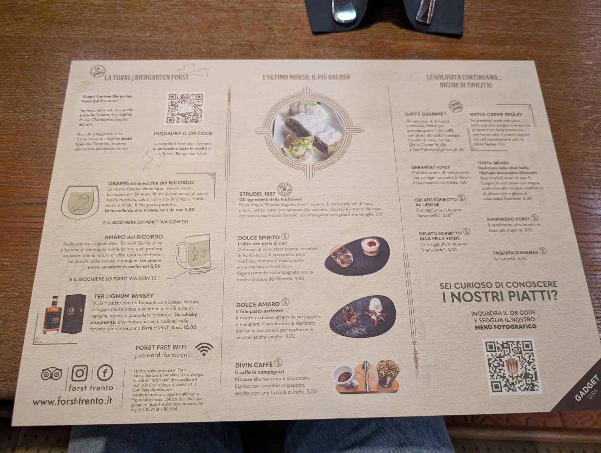 Menu di Forsterbräu Trento 
