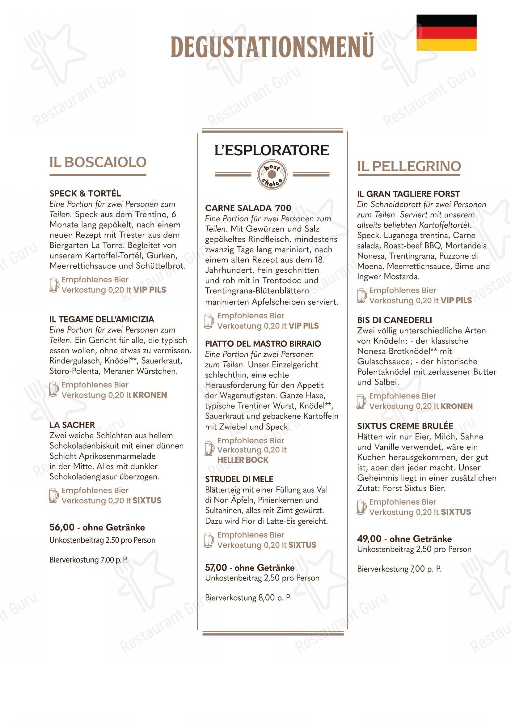 Основное меню per Forsterbräu Trento in Trento