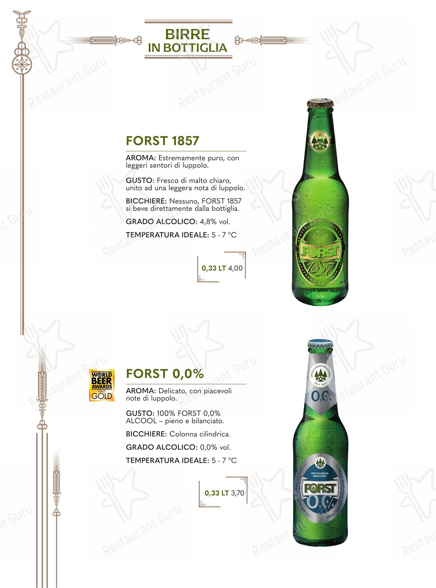 Menu di Forsterbräu Trento - Menu bar