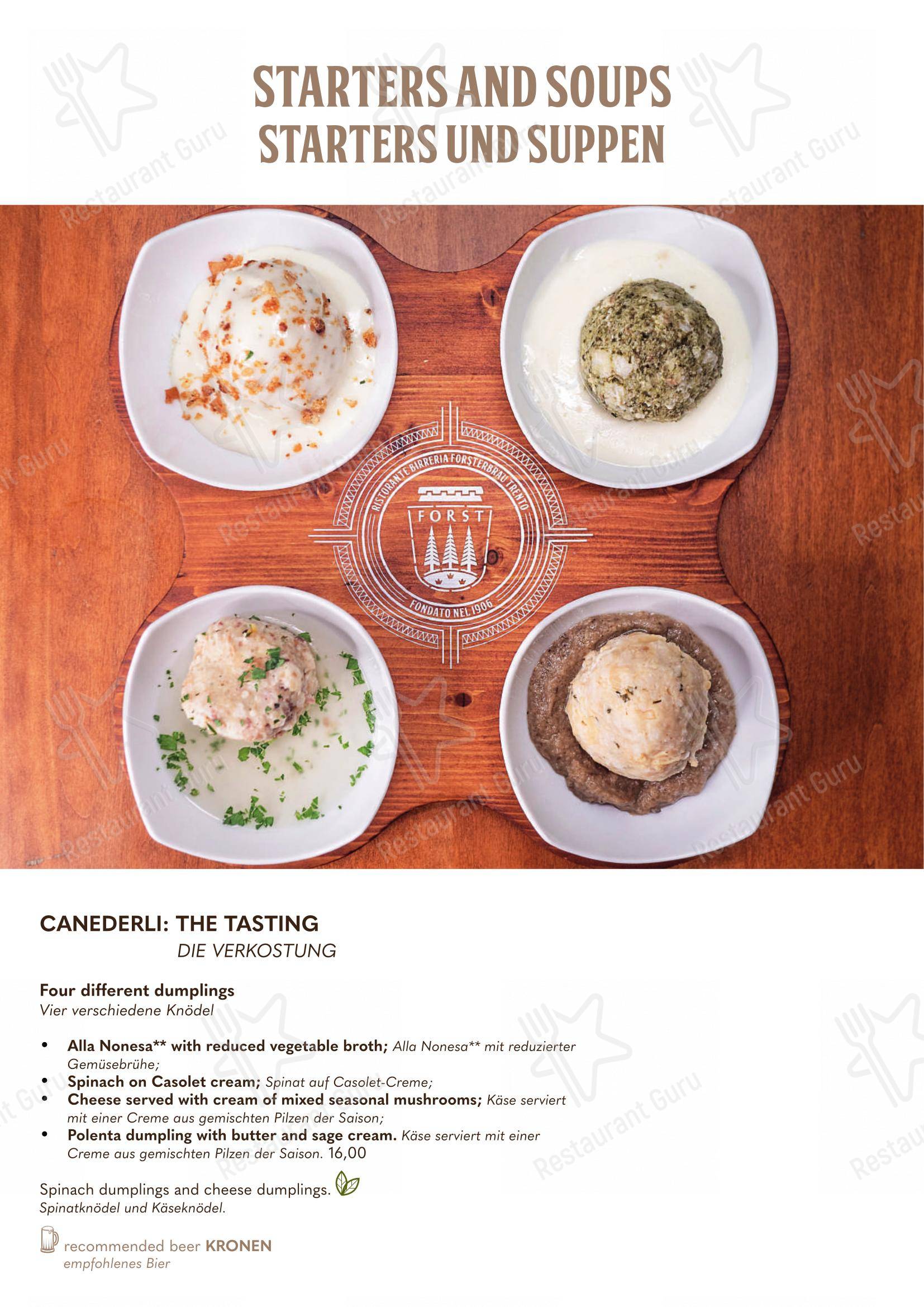 Menu di Forsterbräu Trento - Основное меню
