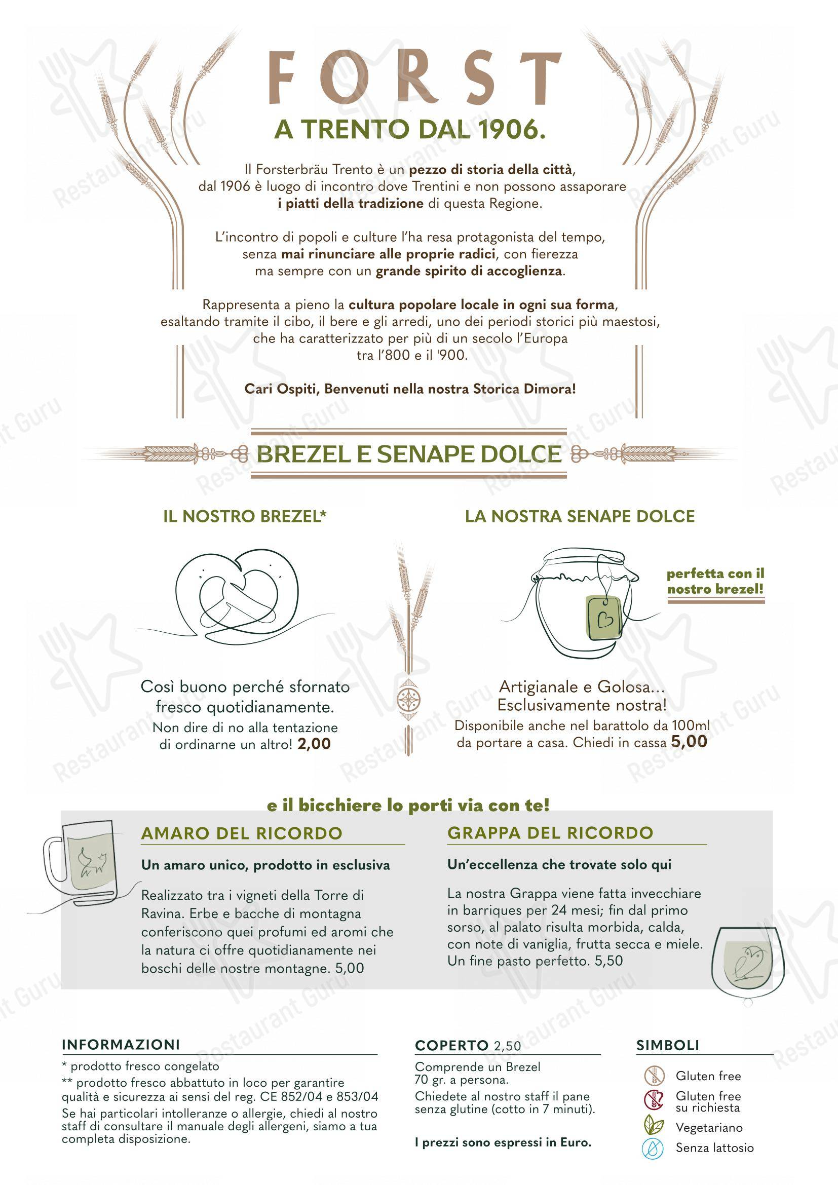 Menu per Forsterbräu Trento pub & bar