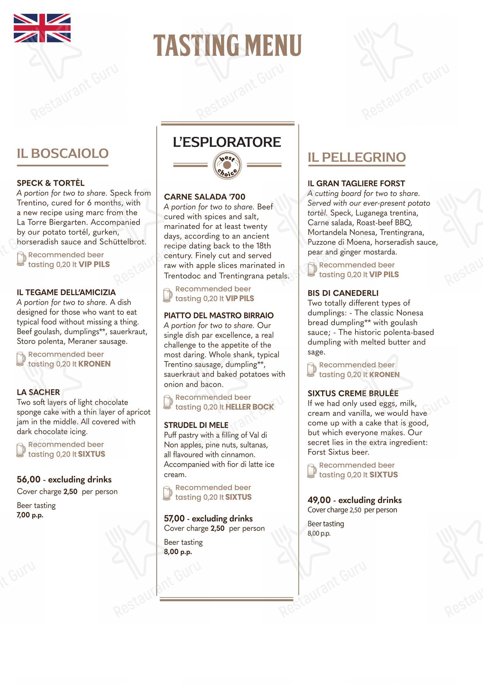 Forsterbräu Trento in Trento - Основное меню