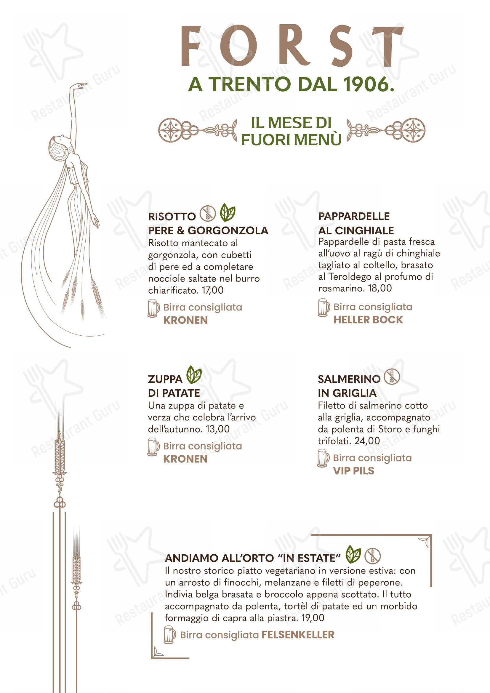 Forsterbräu Trento in Trento - Menu