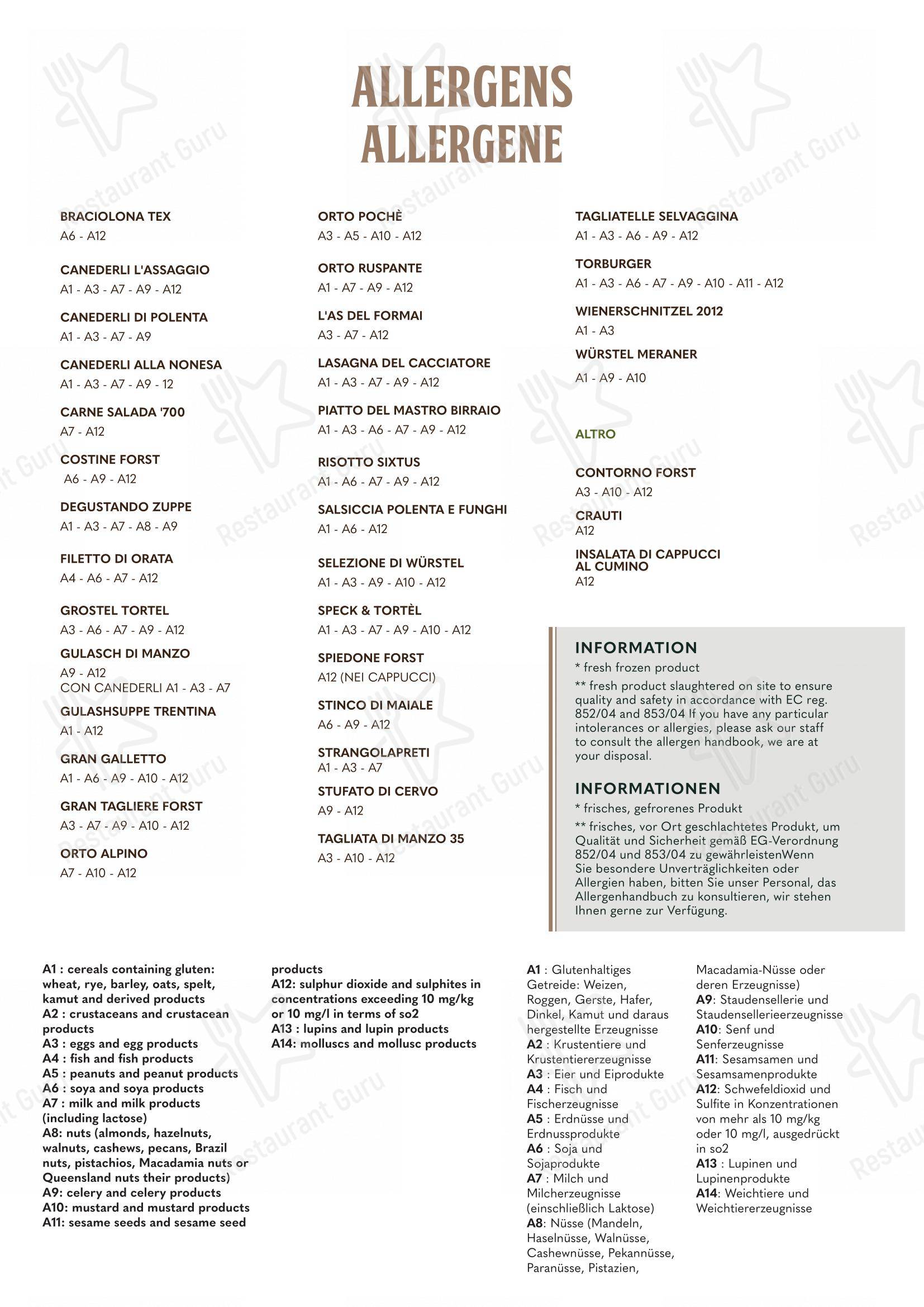 Forsterbräu Trento in Trento - Основное меню