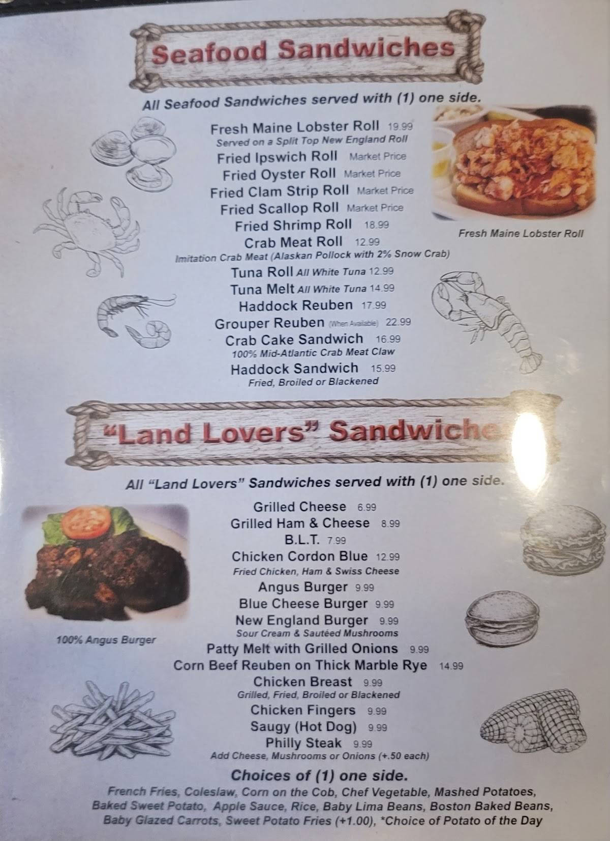 Menu at The Clam Bake restaurant, Fort Myers