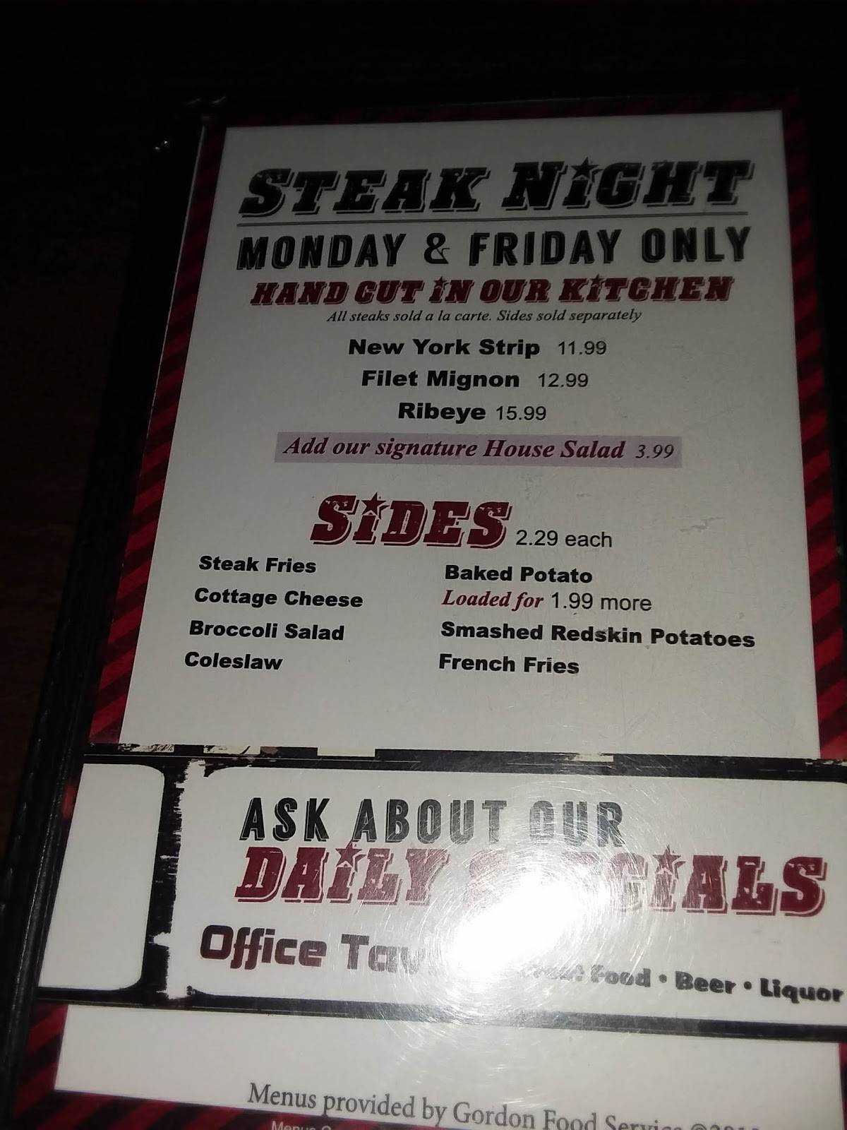 Menu at Office Tavern pub & bar, Fort Wayne