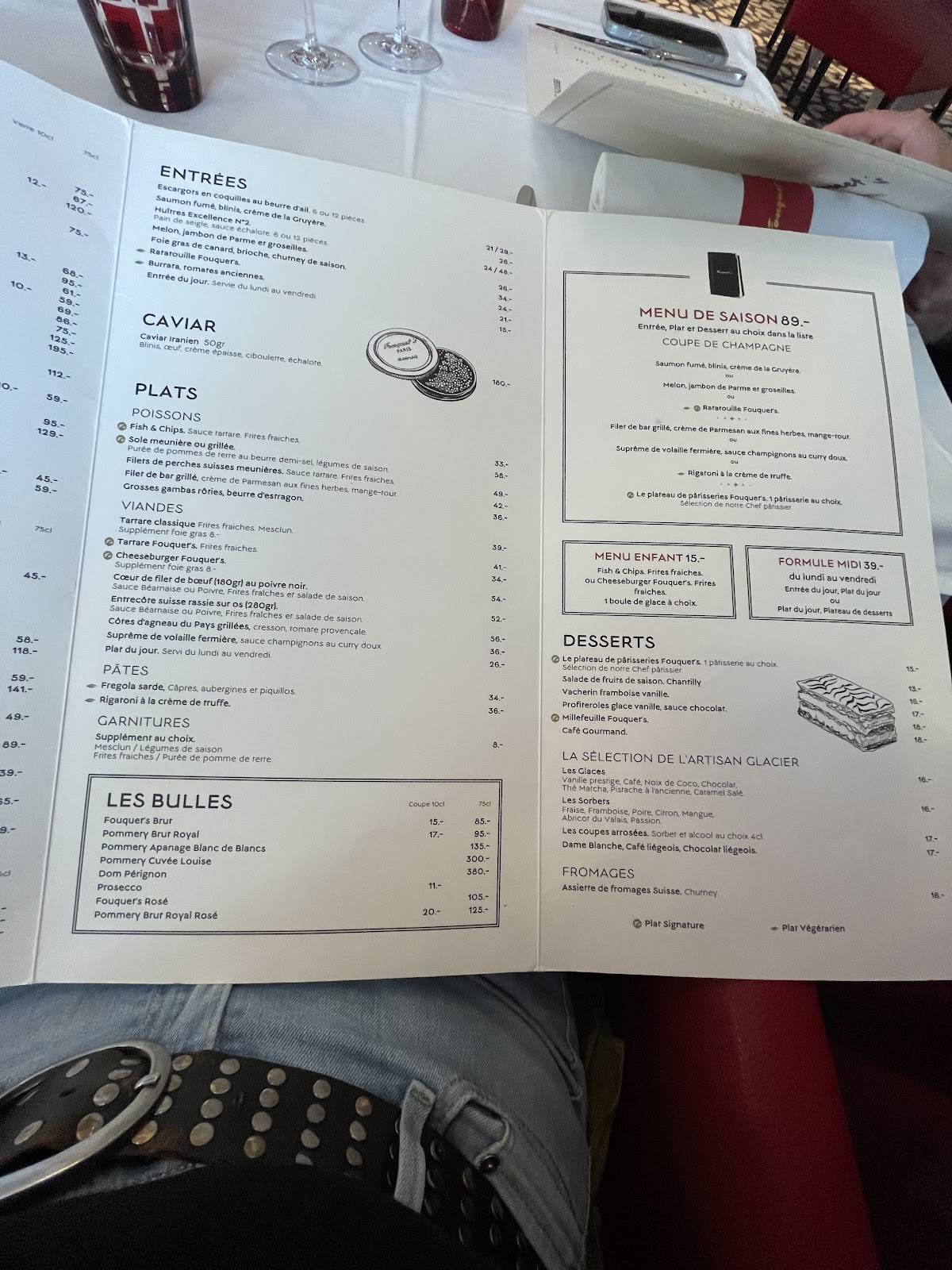 Menu di Fouquet's 