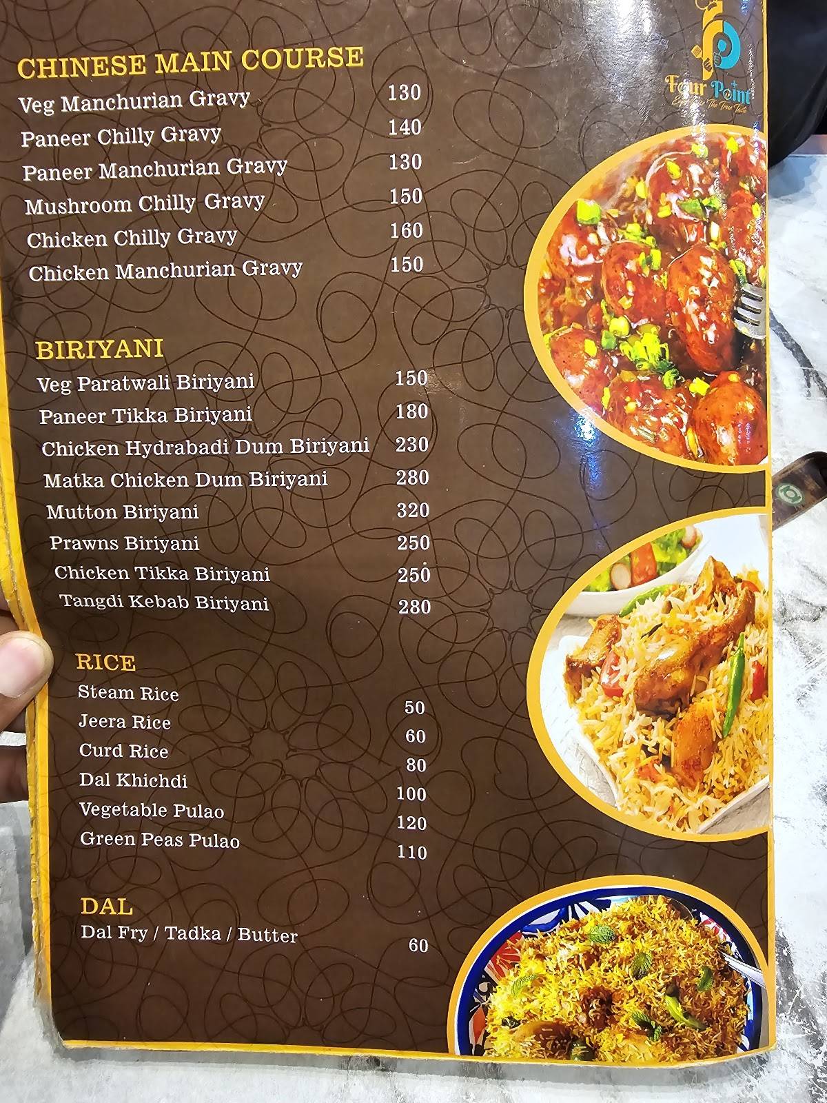 Four Point Restaurant menu