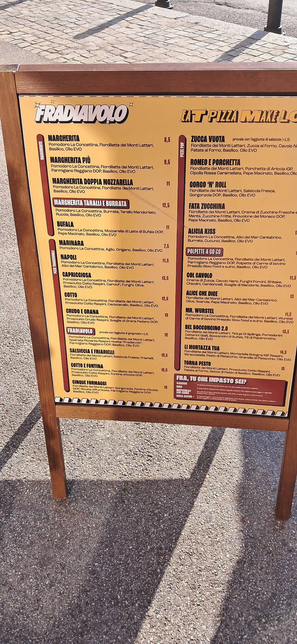 Menu di Fradiavolo Pizzeria - Rimini 