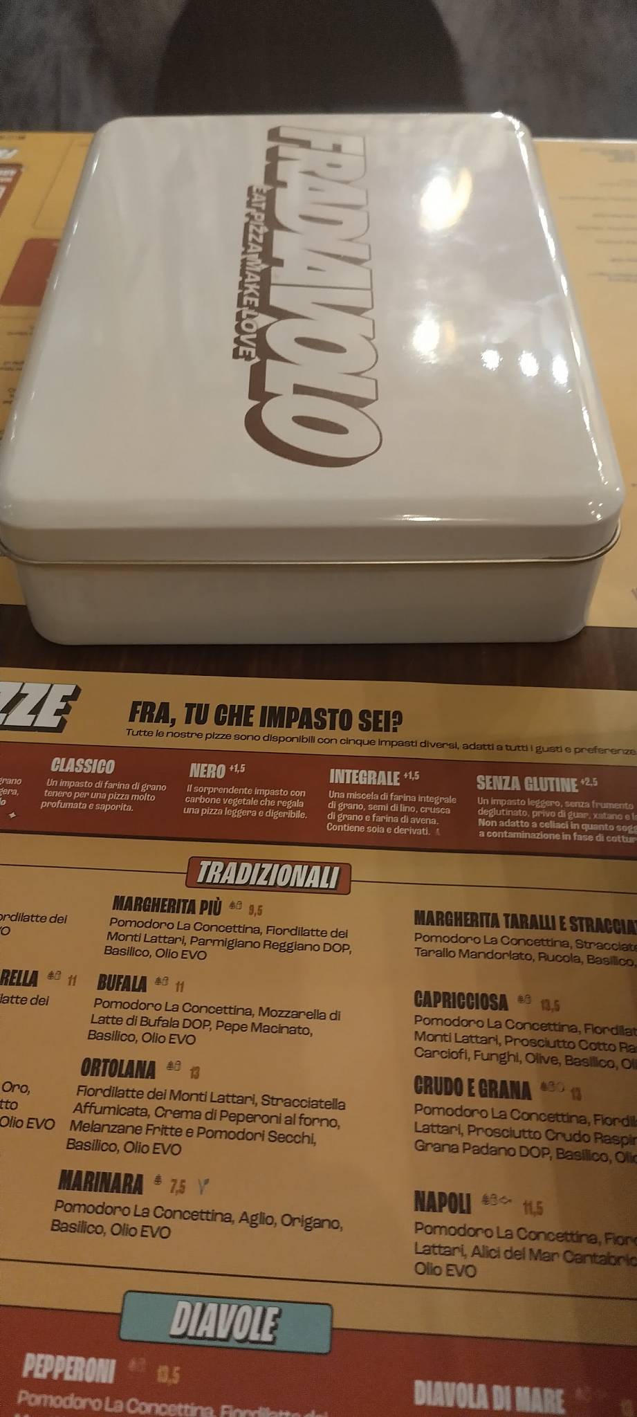 Menu di Fradiavolo Pizzeria - Rimini 