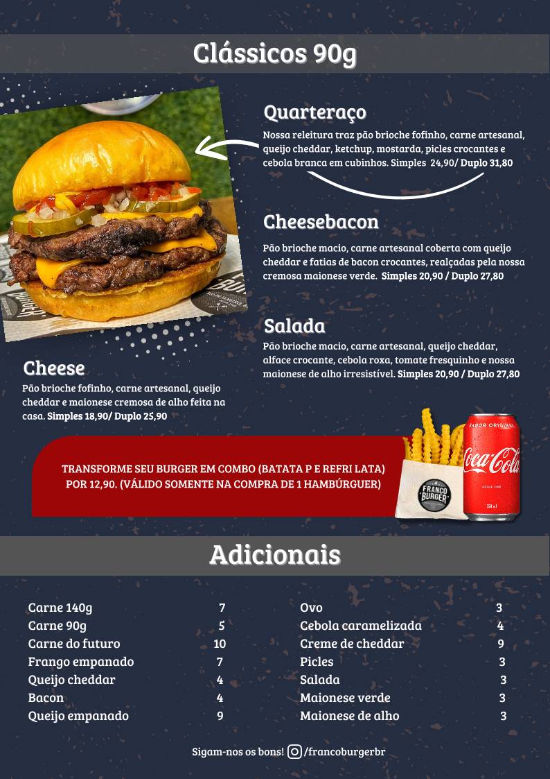 Franco Burger cardápio