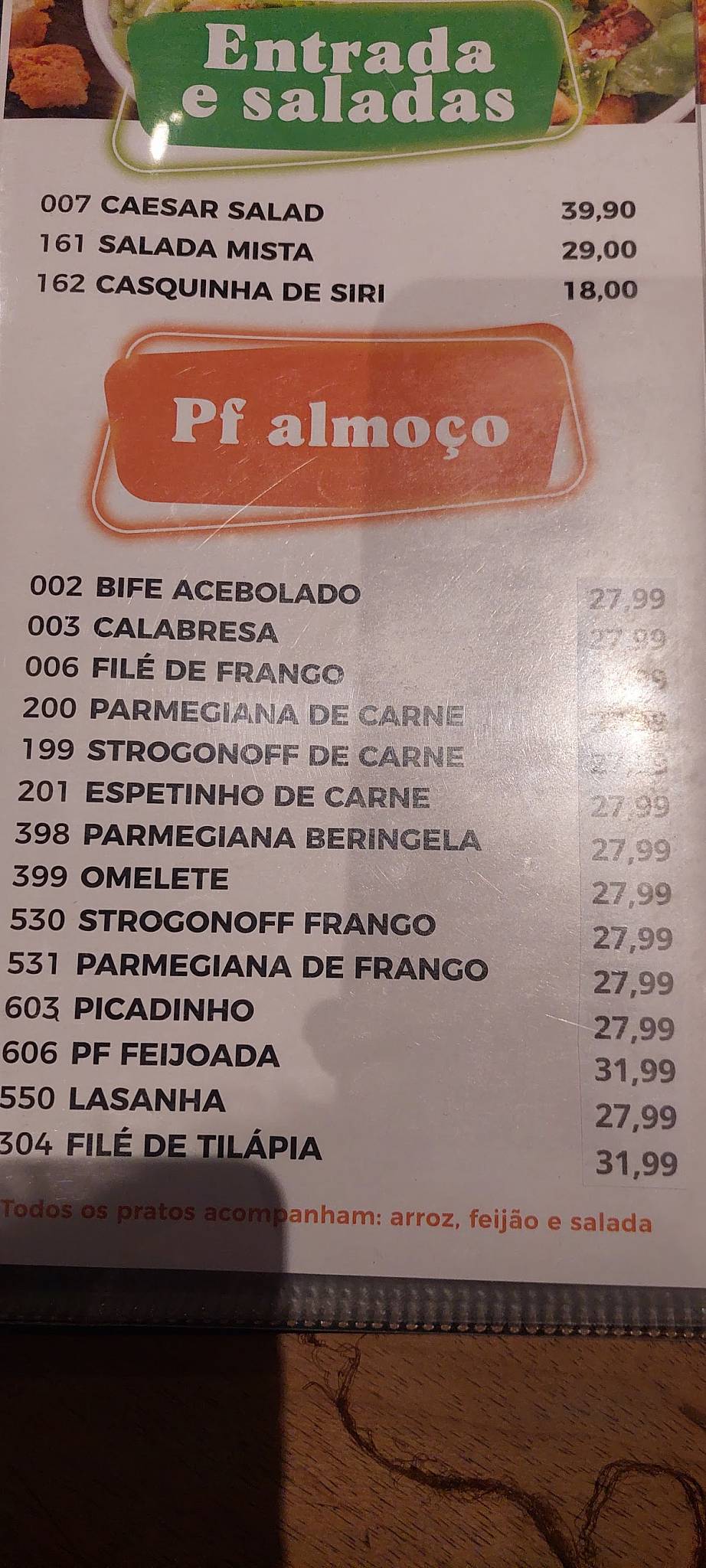 Frango Com Tudo cardápio