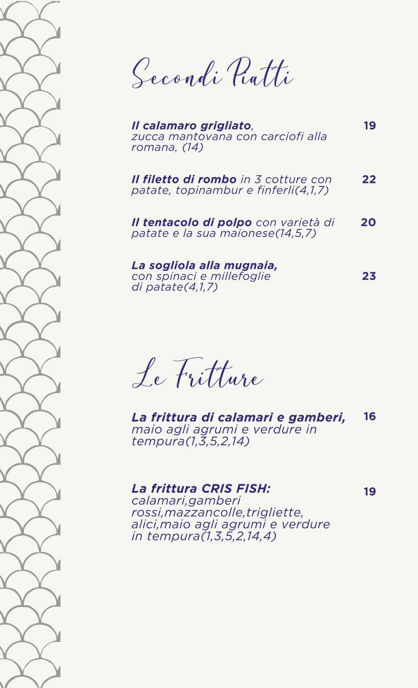 Menu di Cris Fish - Bistrot 