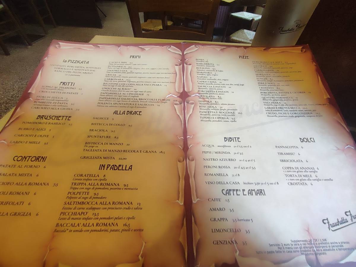 Menu di Fraschetta Franchino - Roma 