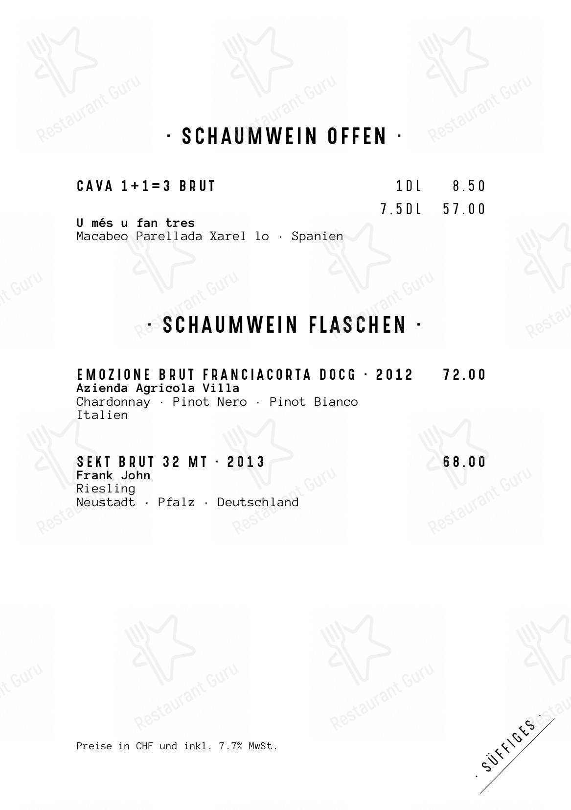 Menu di FREIBANK Speis & Trank - Menu