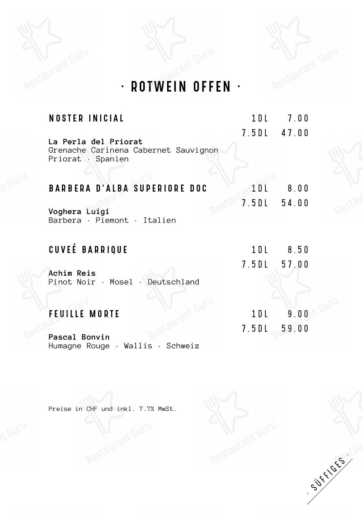 Menu di FREIBANK Speis & Trank - Menu