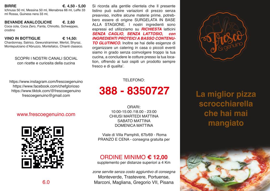 Menu di Fresco e Genuino 