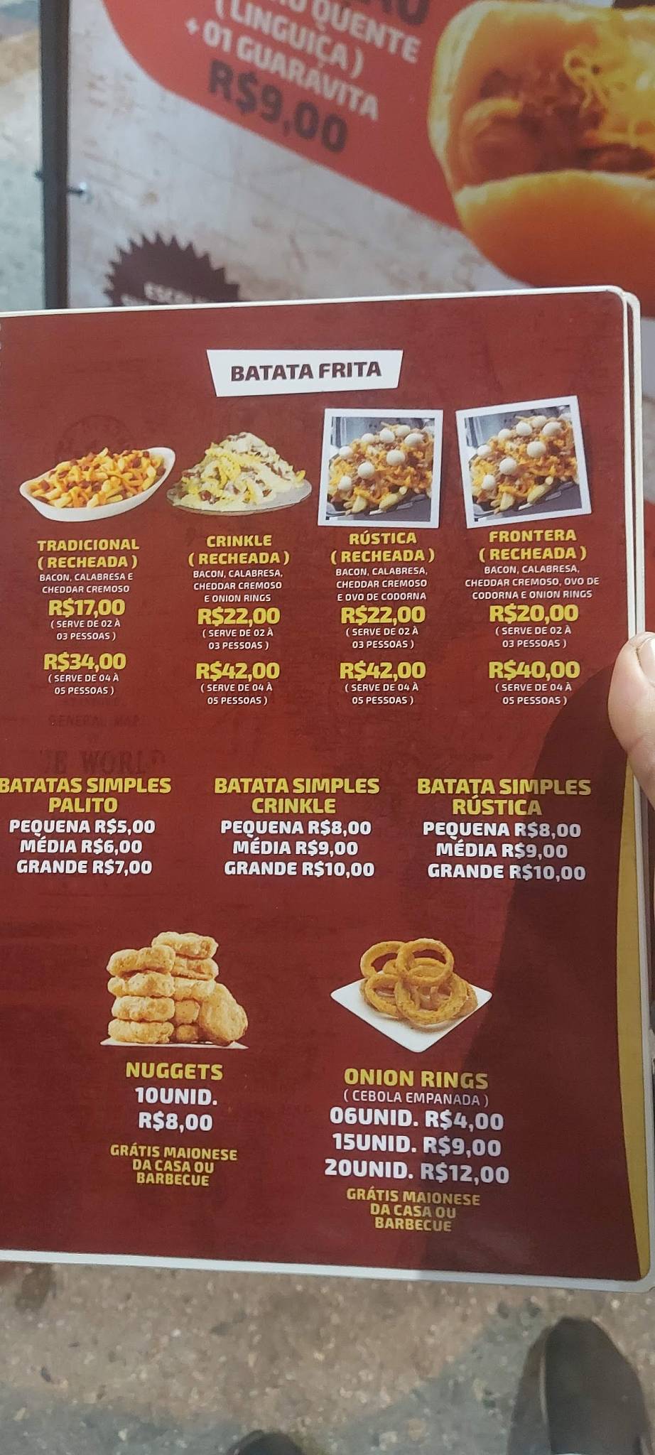 Fronteira Burguer cardápio
