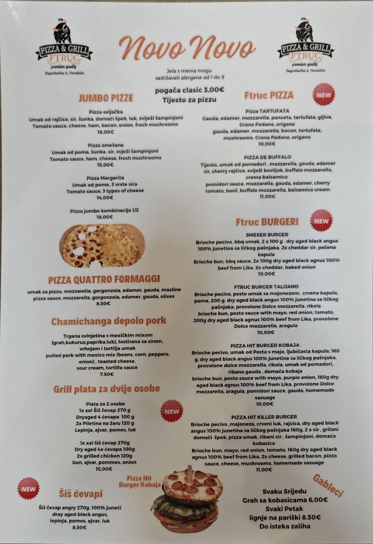Menu di Ftruc Pizza & Grill 