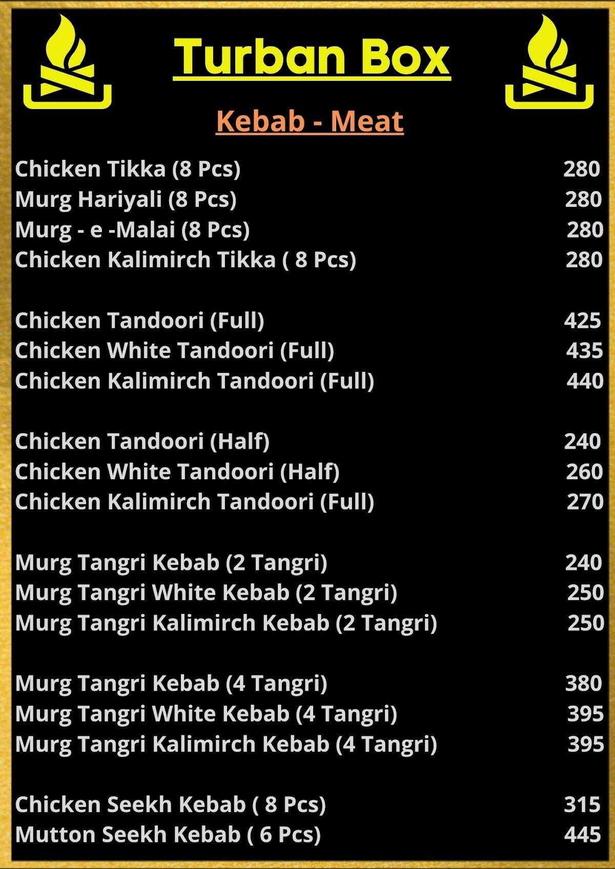Turban Box menu