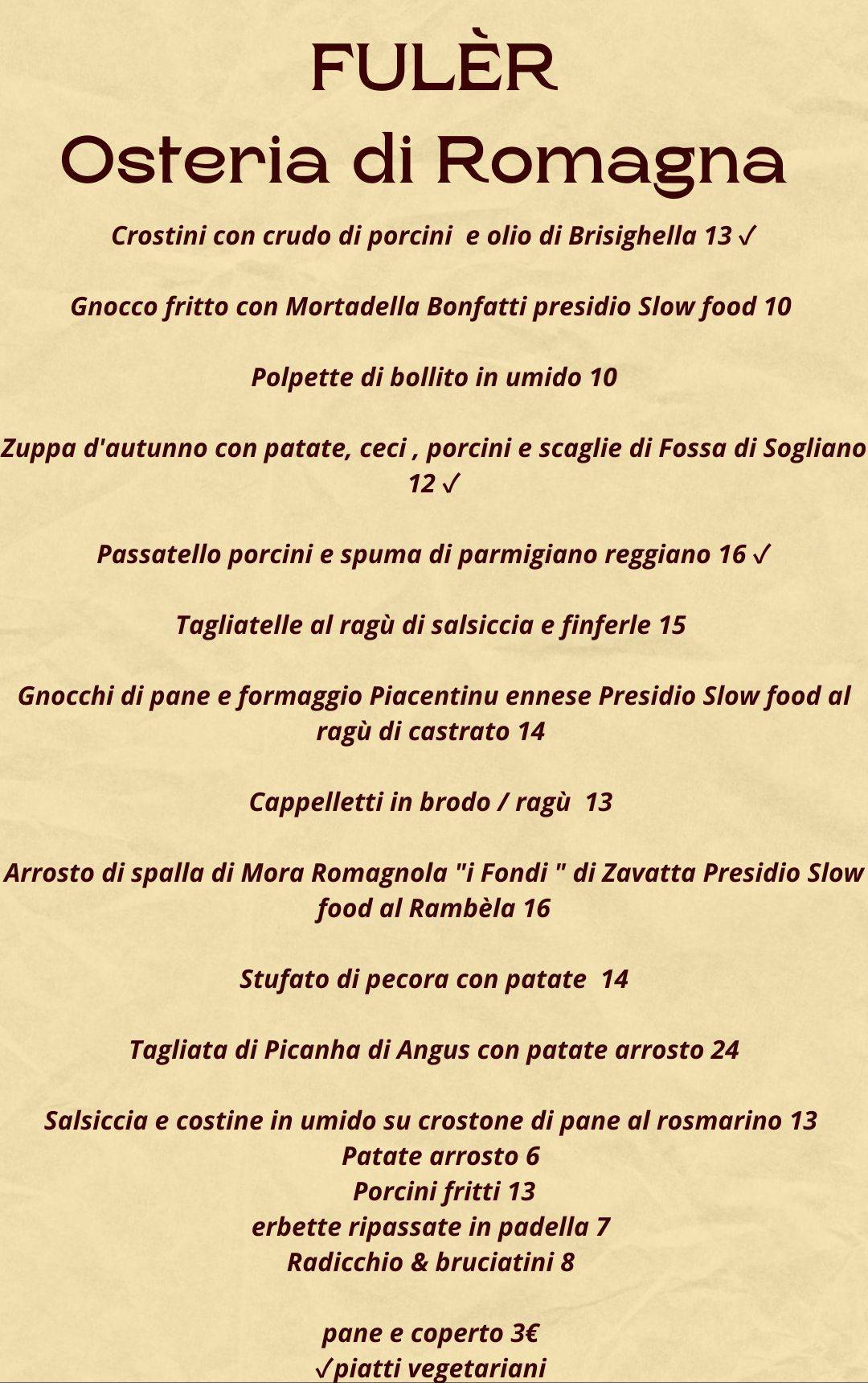 Menu di Fulèr 