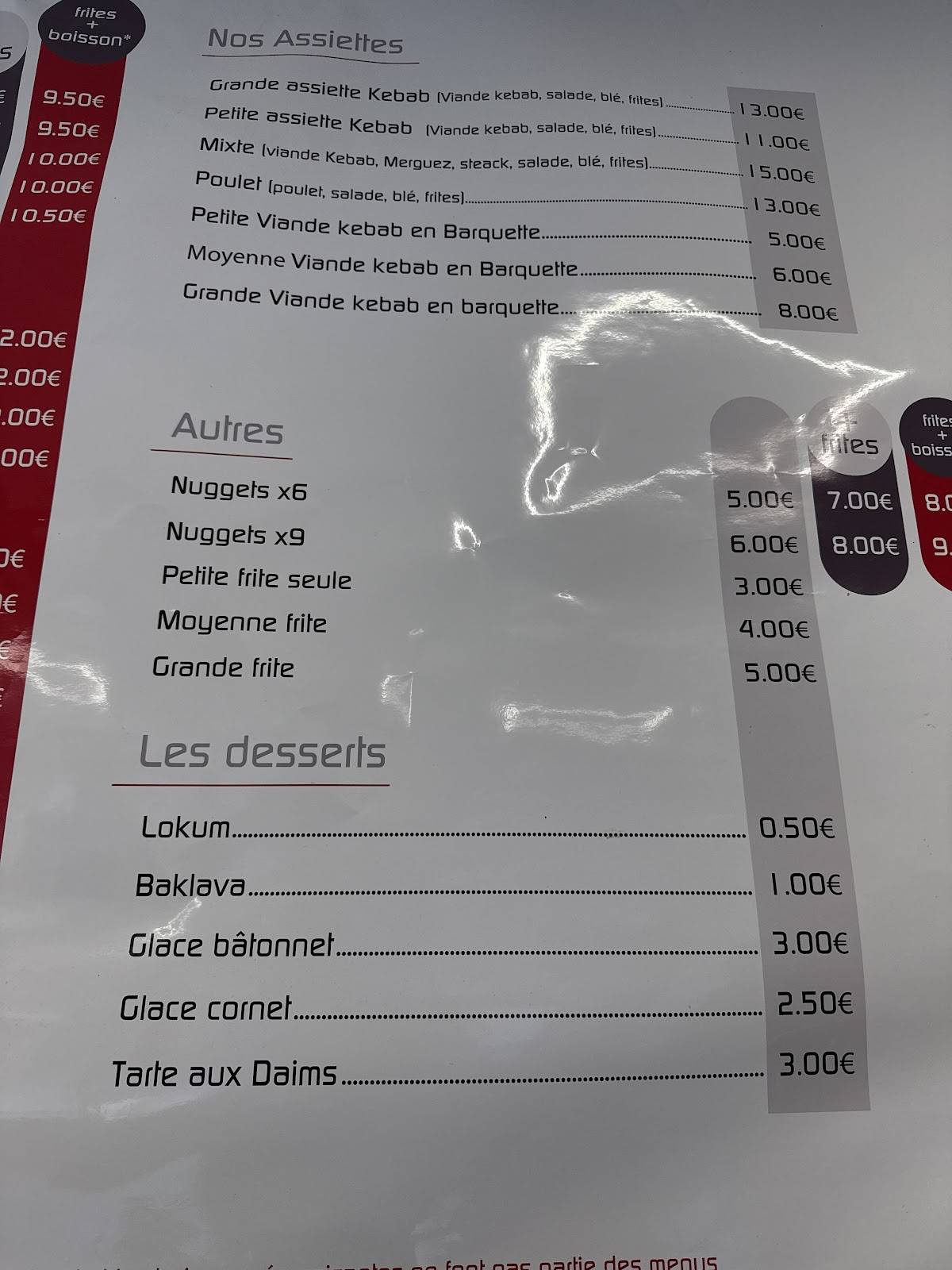 Menu de Fun Kebab