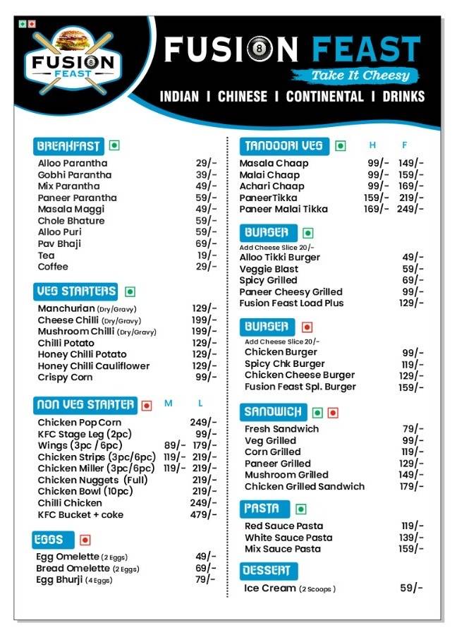 Fusion Feast menu