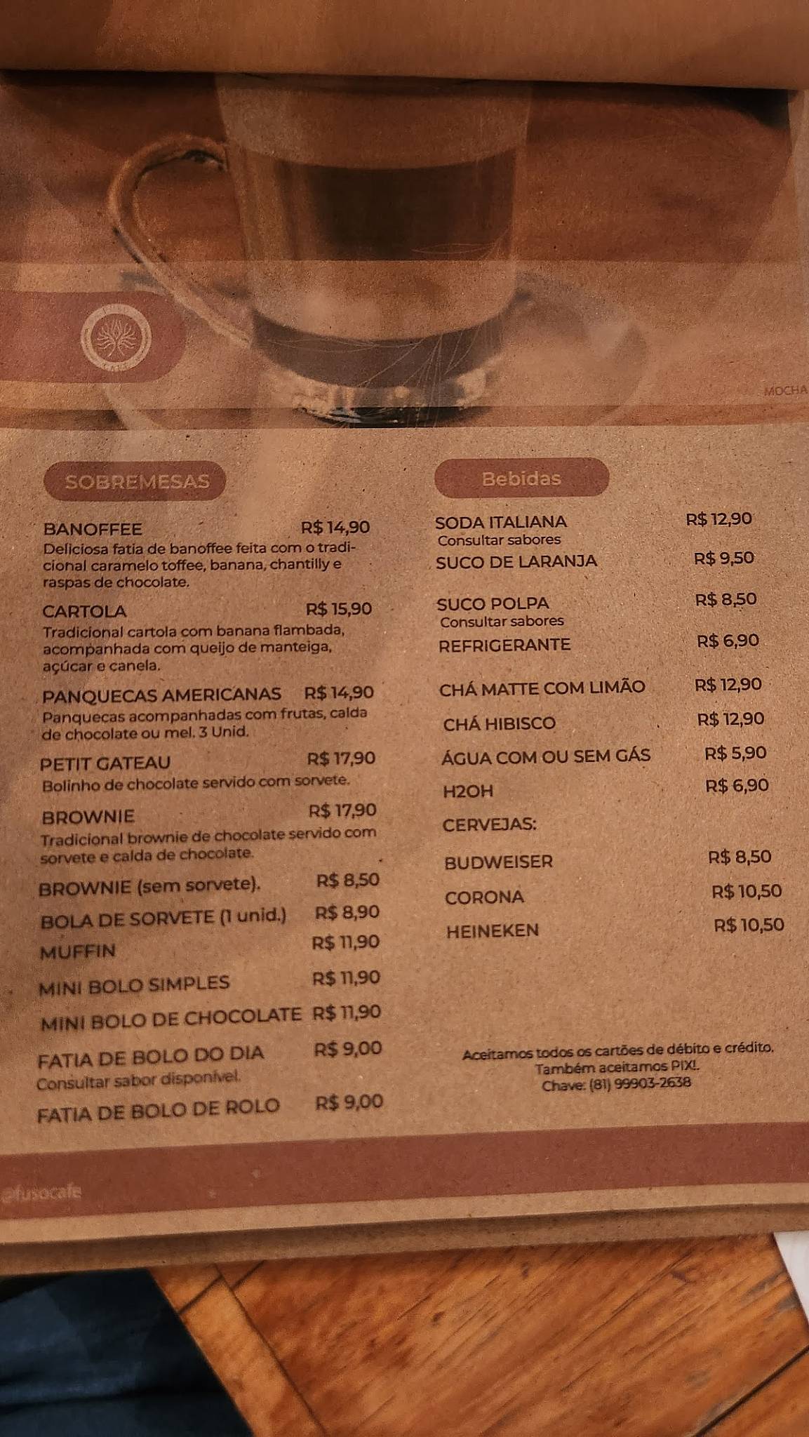 Fuso Café cardápio
