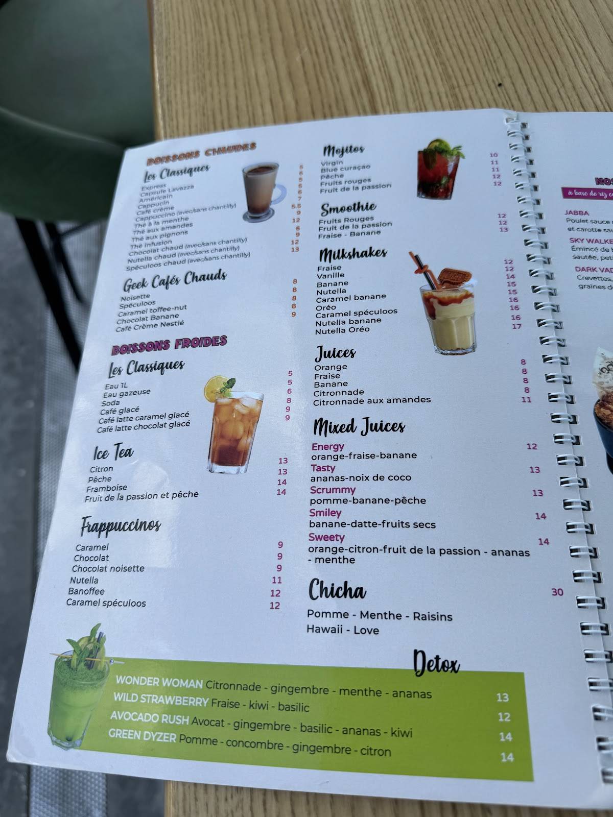 Menu de GEEK Gammarth