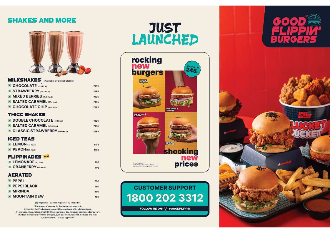 GOOD FLIPPIN' BURGERS menu