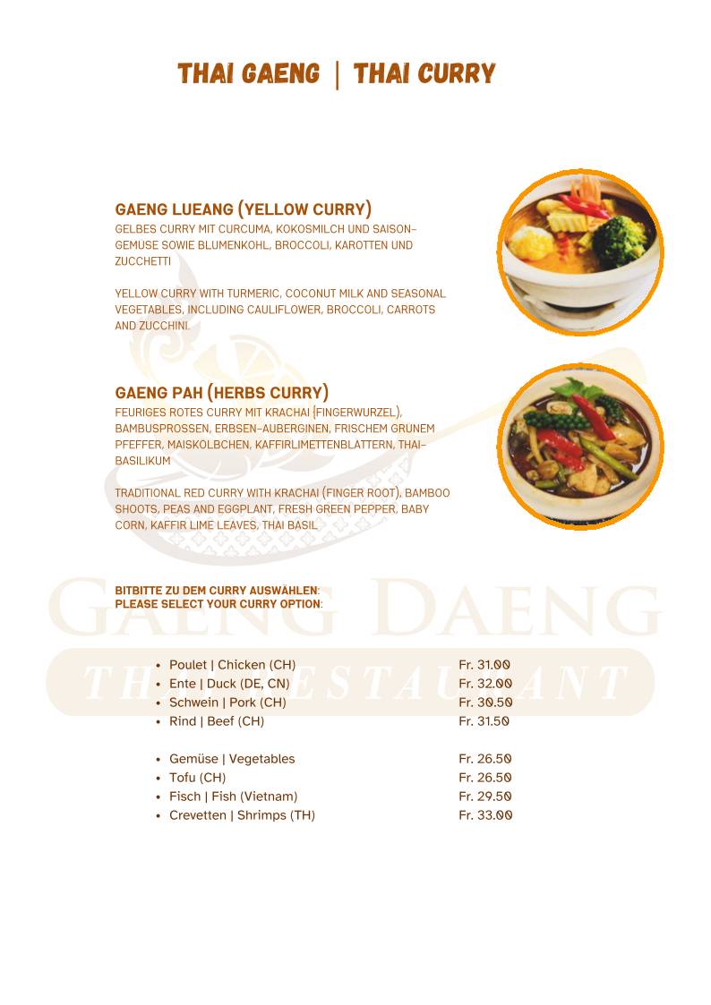Menu di Gaeng Daeng Thai Restaurant 