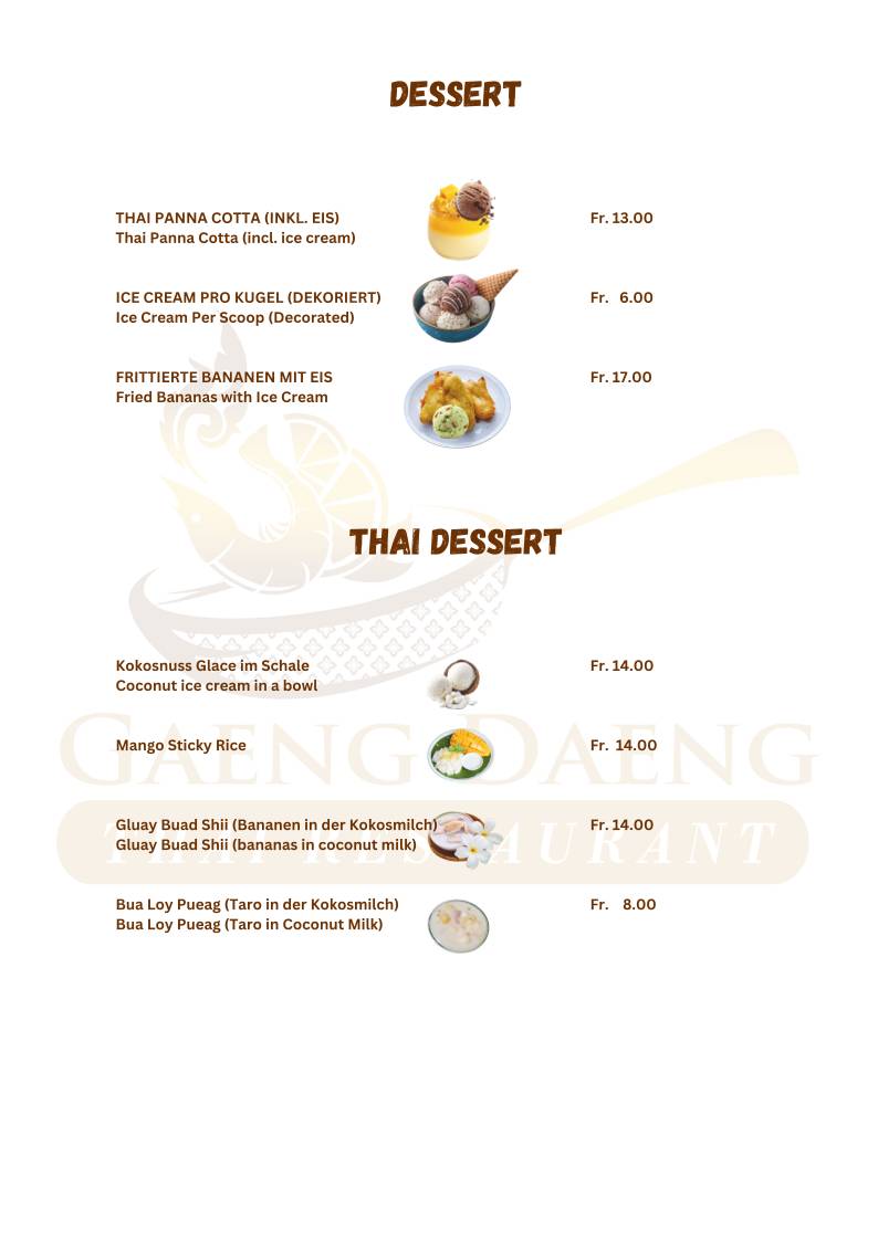 Menu di Gaeng Daeng Thai Restaurant 